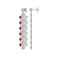 Three-Row Dangling Bezel Earrings