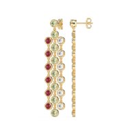 Three-Row Dangling Bezel Earrings