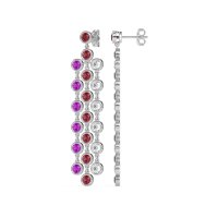 Three-Row Dangling Bezel Earrings