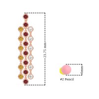 Three-Row Dangling Bezel Earrings