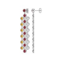 Three-Row Dangling Bezel Earrings
