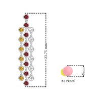 Three-Row Dangling Bezel Earrings