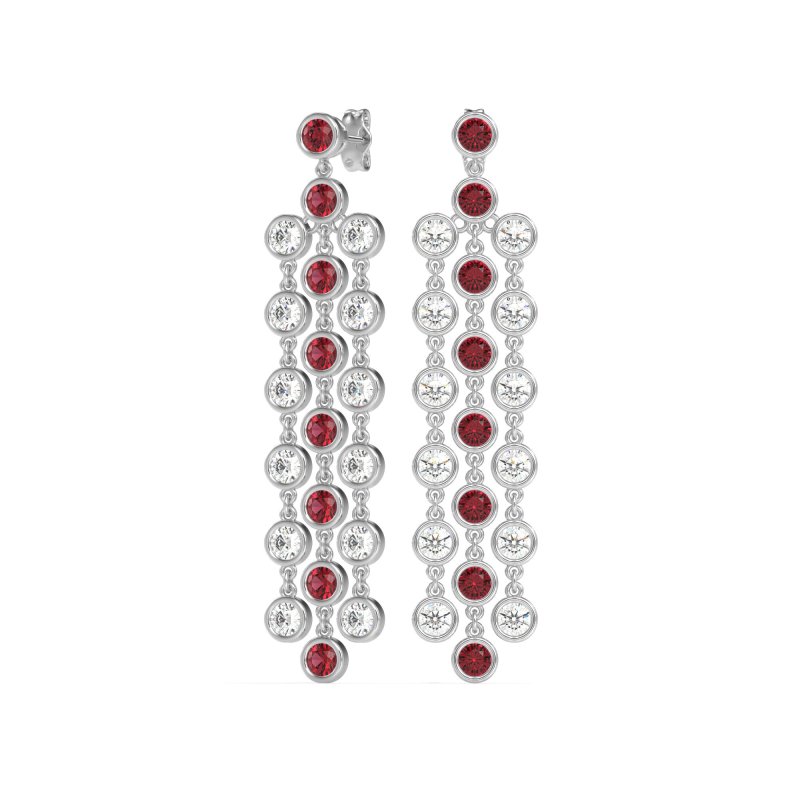Three-Row Dangling Bezel Earrings