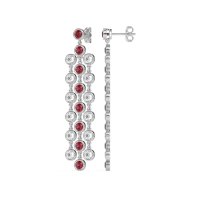 Three-Row Dangling Bezel Earrings