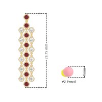 Three-Row Dangling Bezel Earrings