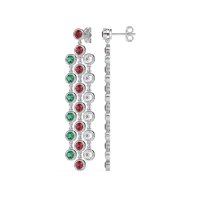 Three-Row Dangling Bezel Earrings