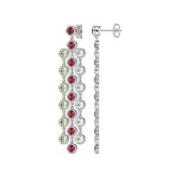 Three-Row Dangling Bezel Earrings