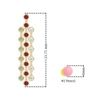 Three-Row Dangling Bezel Earrings