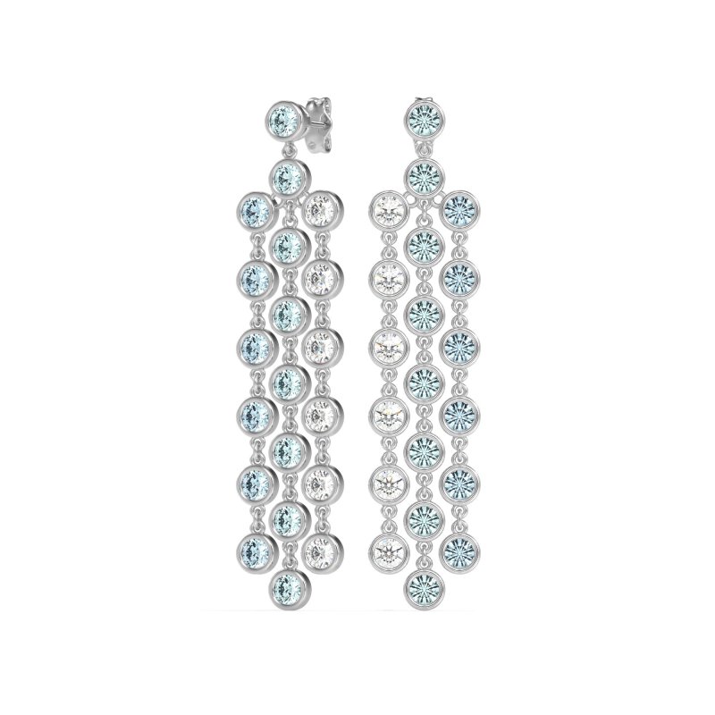 Three-Row Dangling Bezel Earrings