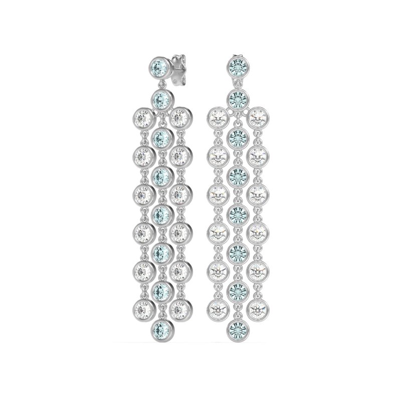 Three-Row Dangling Bezel Earrings