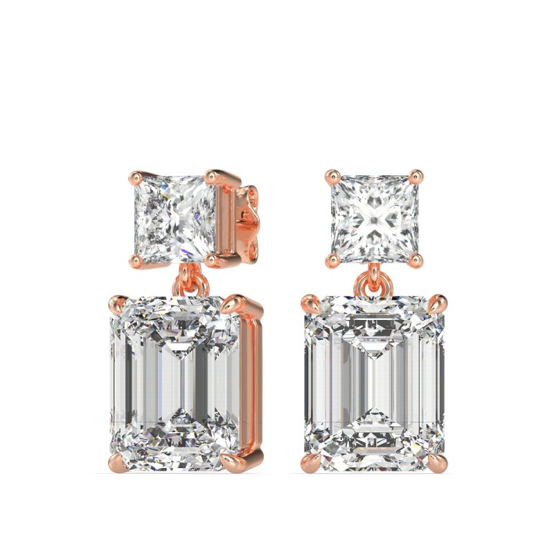 Two-Stone Stud Drop Earrings