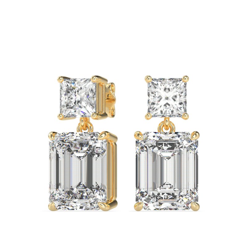 Two-Stone Stud Drop Earrings