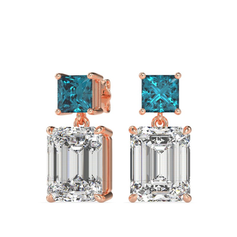 Two-Stone Stud Drop Earrings
