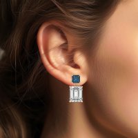 Two-Stone Stud Drop Earrings