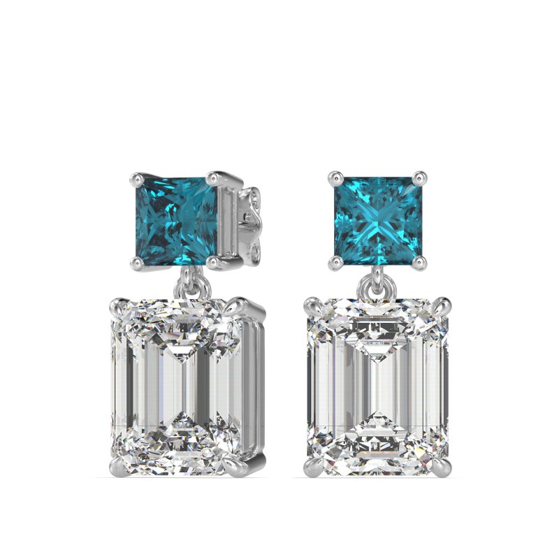 Two-Stone Stud Drop Earrings