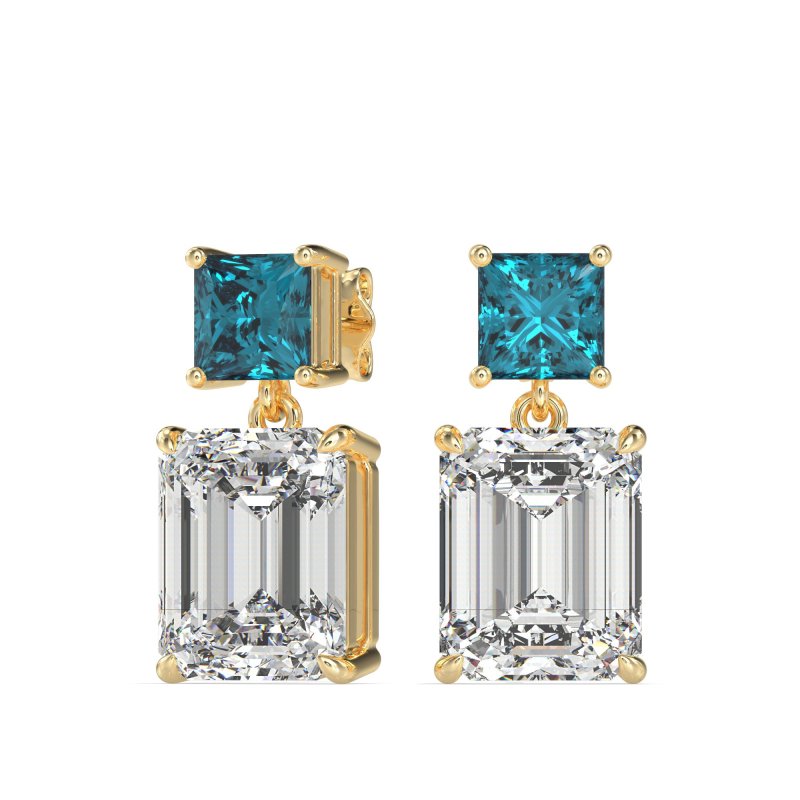 Two-Stone Stud Drop Earrings