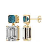 Two-Stone Stud Drop Earrings