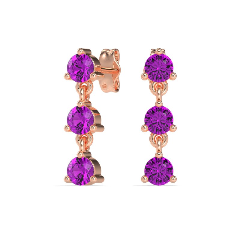 Three Stone Petite Dangling Earrings