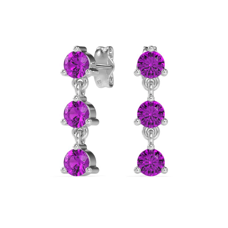 Three Stone Petite Dangling Earrings