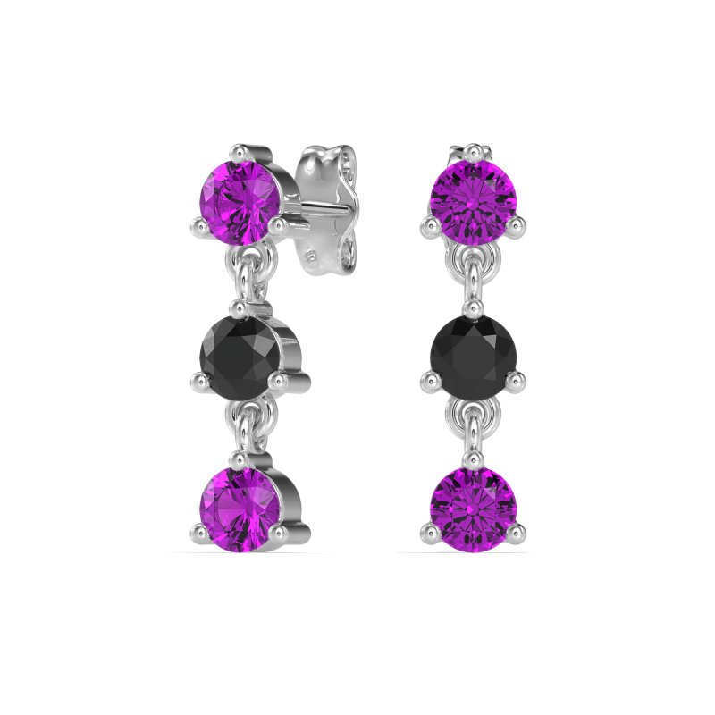 Three Stone Petite Dangling Earrings
