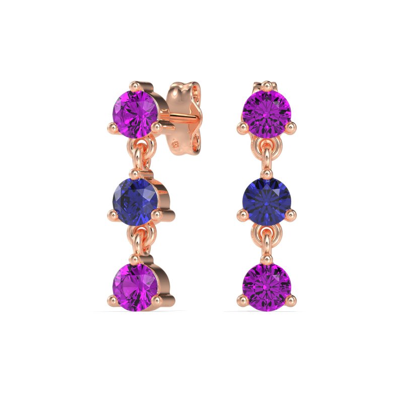 Three Stone Petite Dangling Earrings
