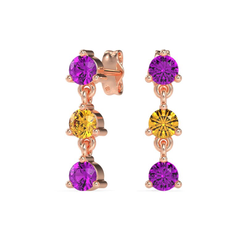 Three Stone Petite Dangling Earrings