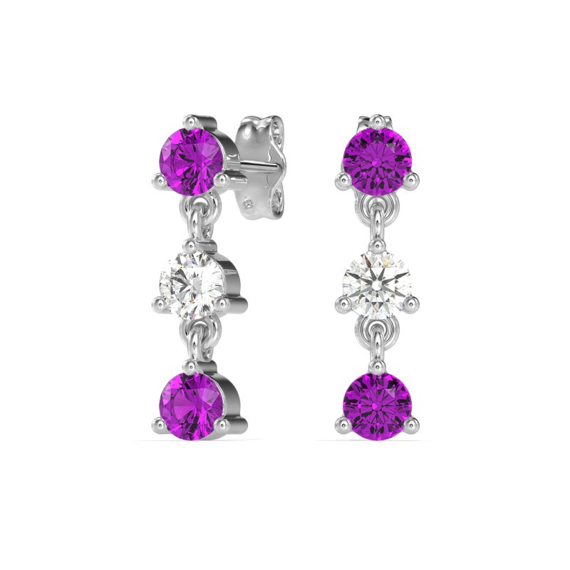 Three Stone Petite Dangling Earrings