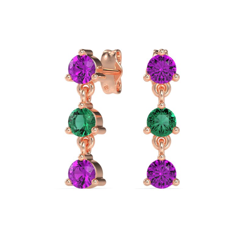 Three Stone Petite Dangling Earrings