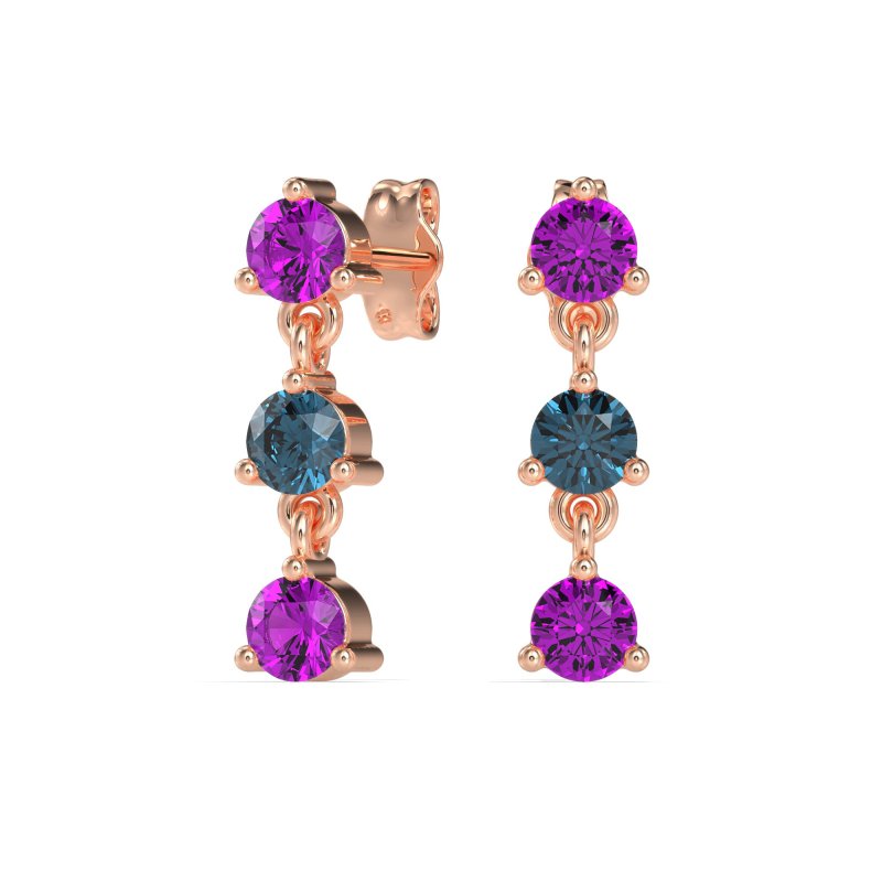 Three Stone Petite Dangling Earrings