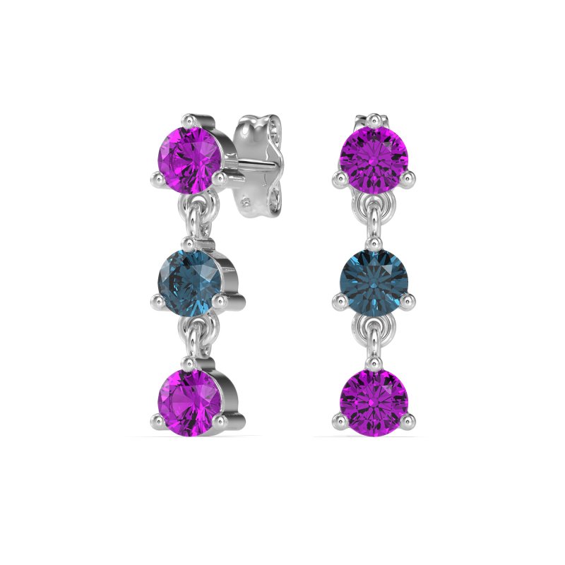 Three Stone Petite Dangling Earrings