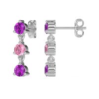 Three Stone Petite Dangling Earrings