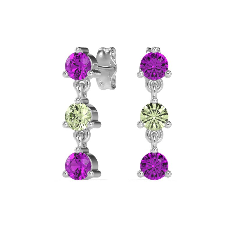 Three Stone Petite Dangling Earrings