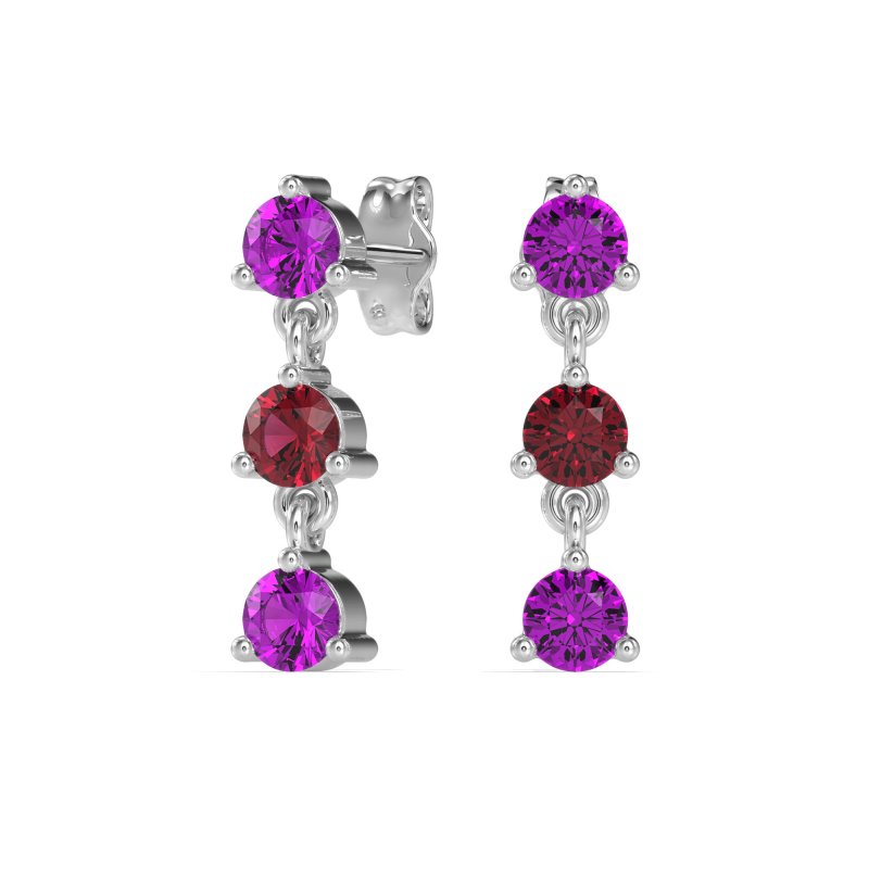 Three Stone Petite Dangling Earrings