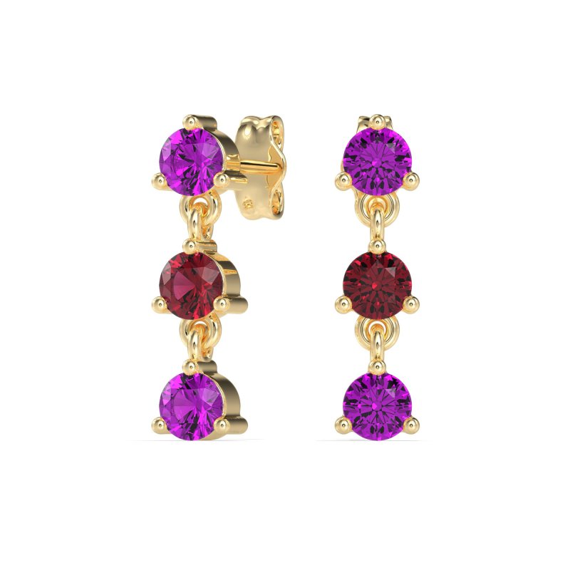 Three Stone Petite Dangling Earrings