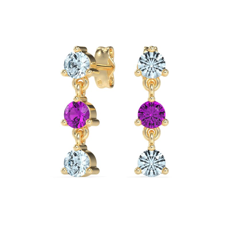 Three Stone Petite Dangling Earrings