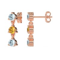 Three Stone Petite Dangling Earrings