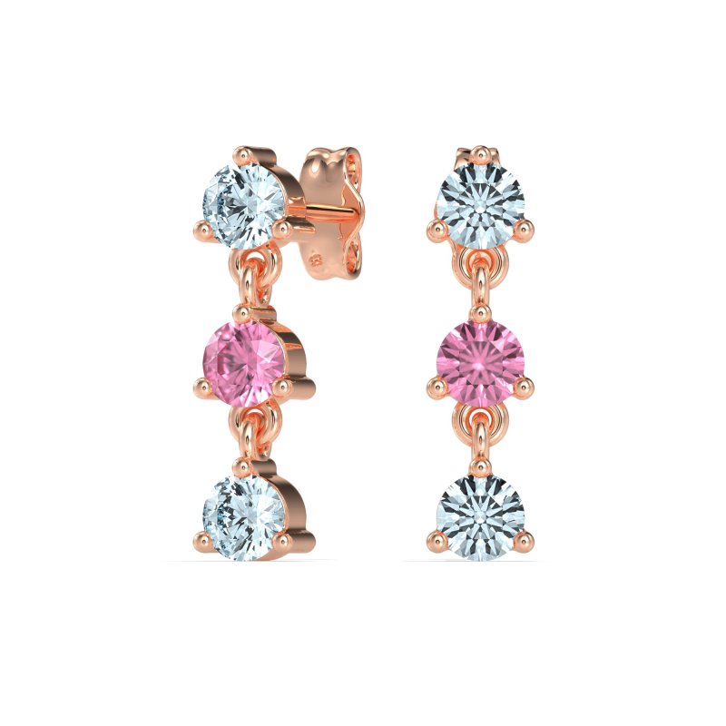 Three Stone Petite Dangling Earrings