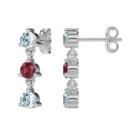 Three Stone Petite Dangling Earrings