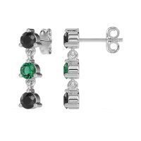 Three Stone Petite Dangling Earrings