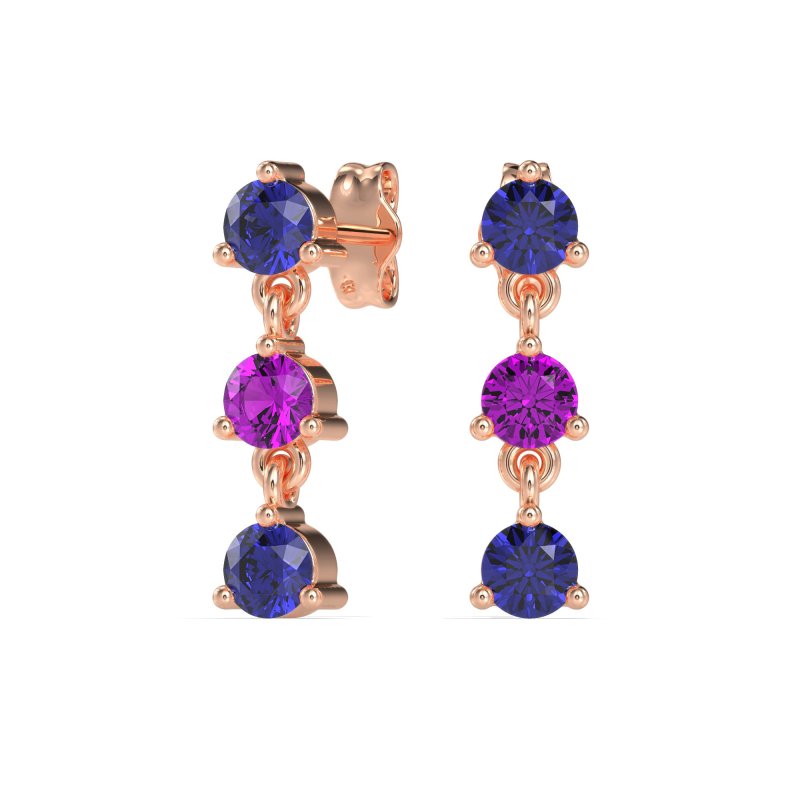 Three Stone Petite Dangling Earrings