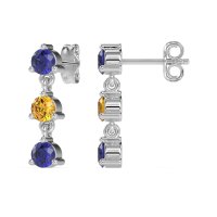 Three Stone Petite Dangling Earrings