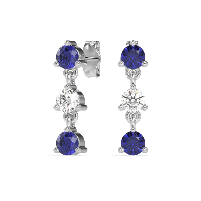 Three Stone Petite Dangling Earrings