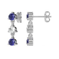 Three Stone Petite Dangling Earrings