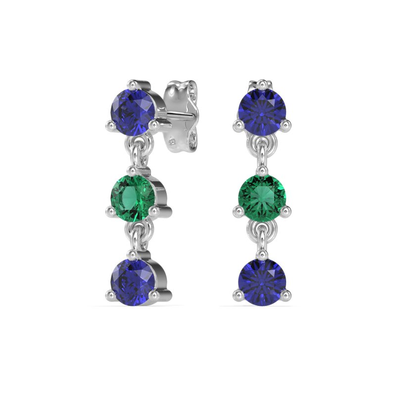Three Stone Petite Dangling Earrings