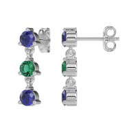 Three Stone Petite Dangling Earrings