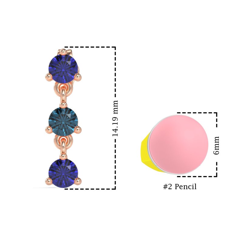 Three Stone Petite Dangling Earrings