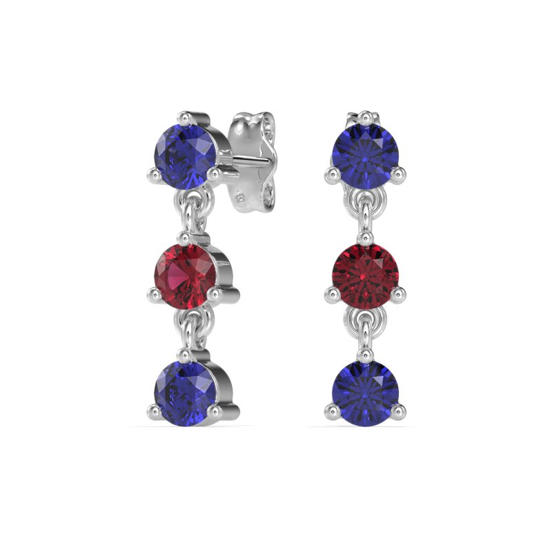 Three Stone Petite Dangling Earrings