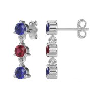 Three Stone Petite Dangling Earrings