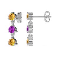 Three Stone Petite Dangling Earrings