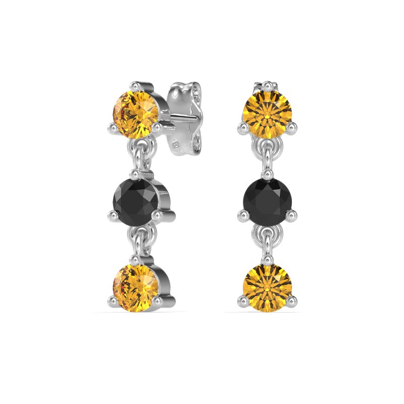 Three Stone Petite Dangling Earrings